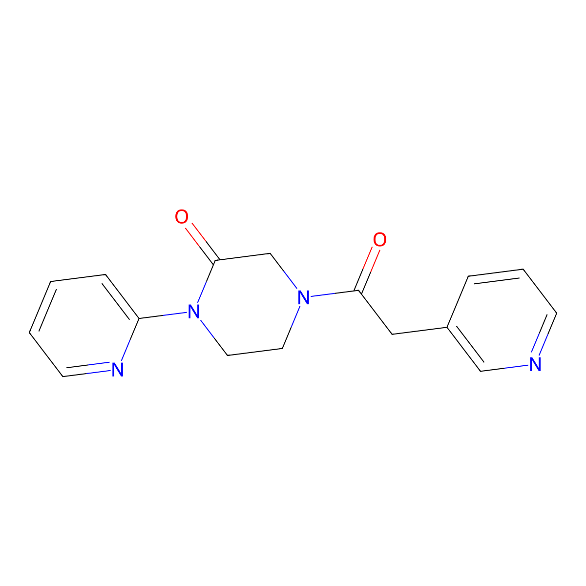 1-(Pyridin-2-yl)-4-[2-(pyridin-3-yl)acetyl]piperazin-2-one molecular structure, CAS 2320221-64-3