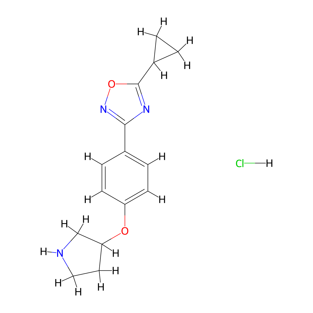 5-Cyclopropyl-3-[4-(pyrrolidin-3-yloxy)phenyl]-1,2,4-oxadiazole hydrochloride molecular structure, CAS 2320221-74-5
