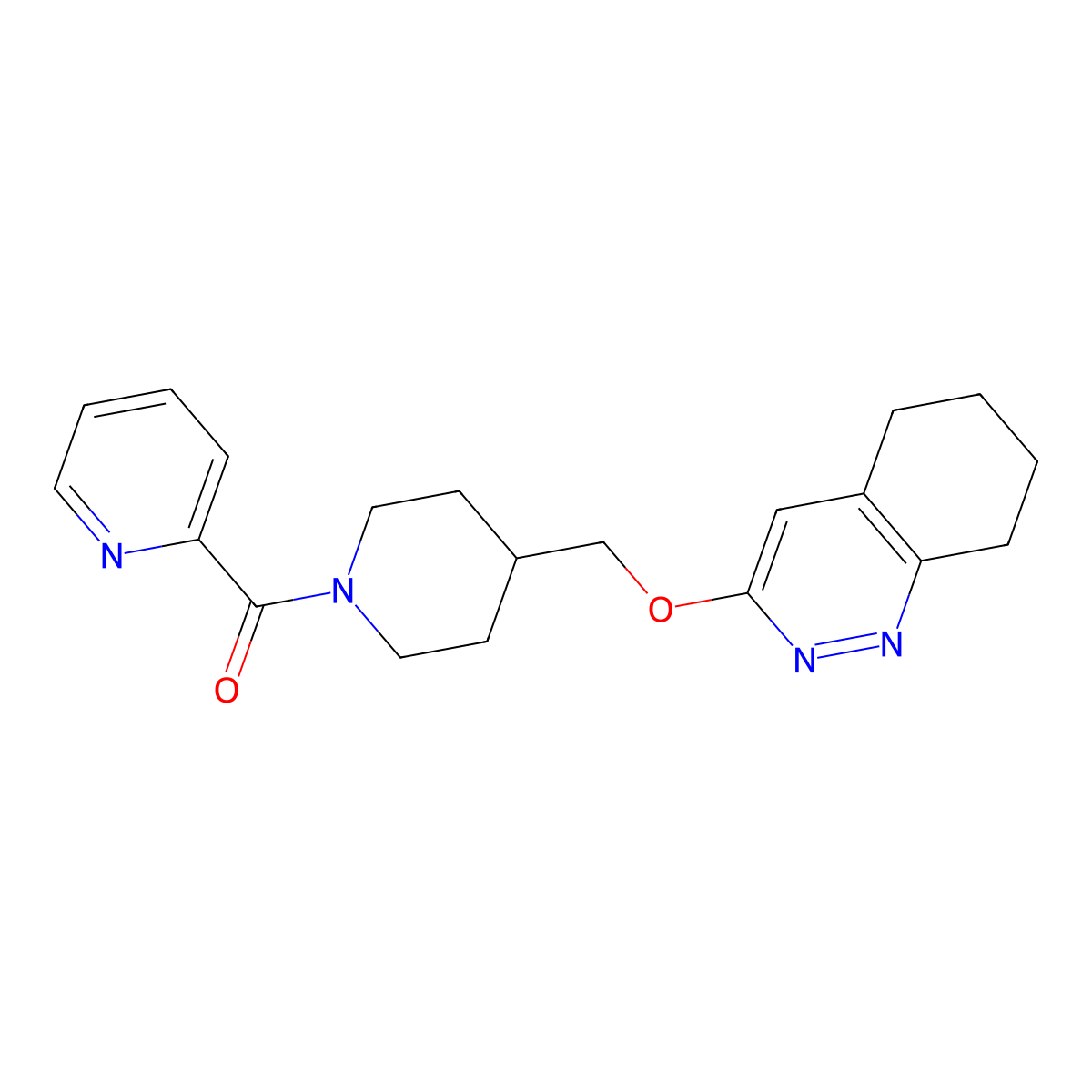 3-{[1-(Pyridine-2-carbonyl)piperidin-4-yl]methoxy}-5,6,7,8-tetrahydrocinnoline molecular structure, CAS 2320221-87-0