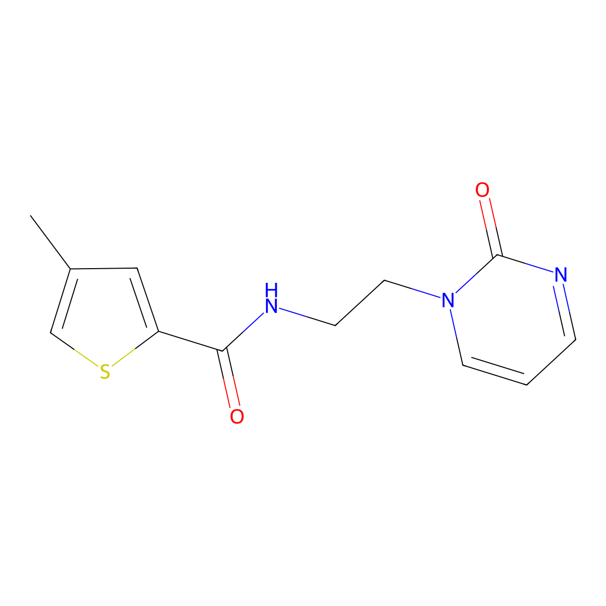 4-methyl-N-[2-(2-oxo-1,2-dihydropyrimidin-1-yl)ethyl]thiophene-2-carboxamide molecular structure, CAS 2320221-94-9