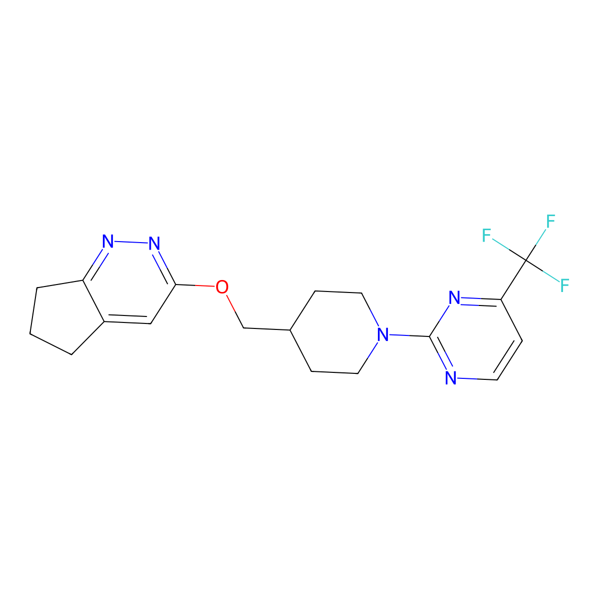 2-[4-({5H,6H,7H-cyclopenta[c]pyridazin-3-yloxy}methyl)piperidin-1-yl]-4-(trifluoromethyl)pyrimidine molecular structure, CAS 2320222-06-6