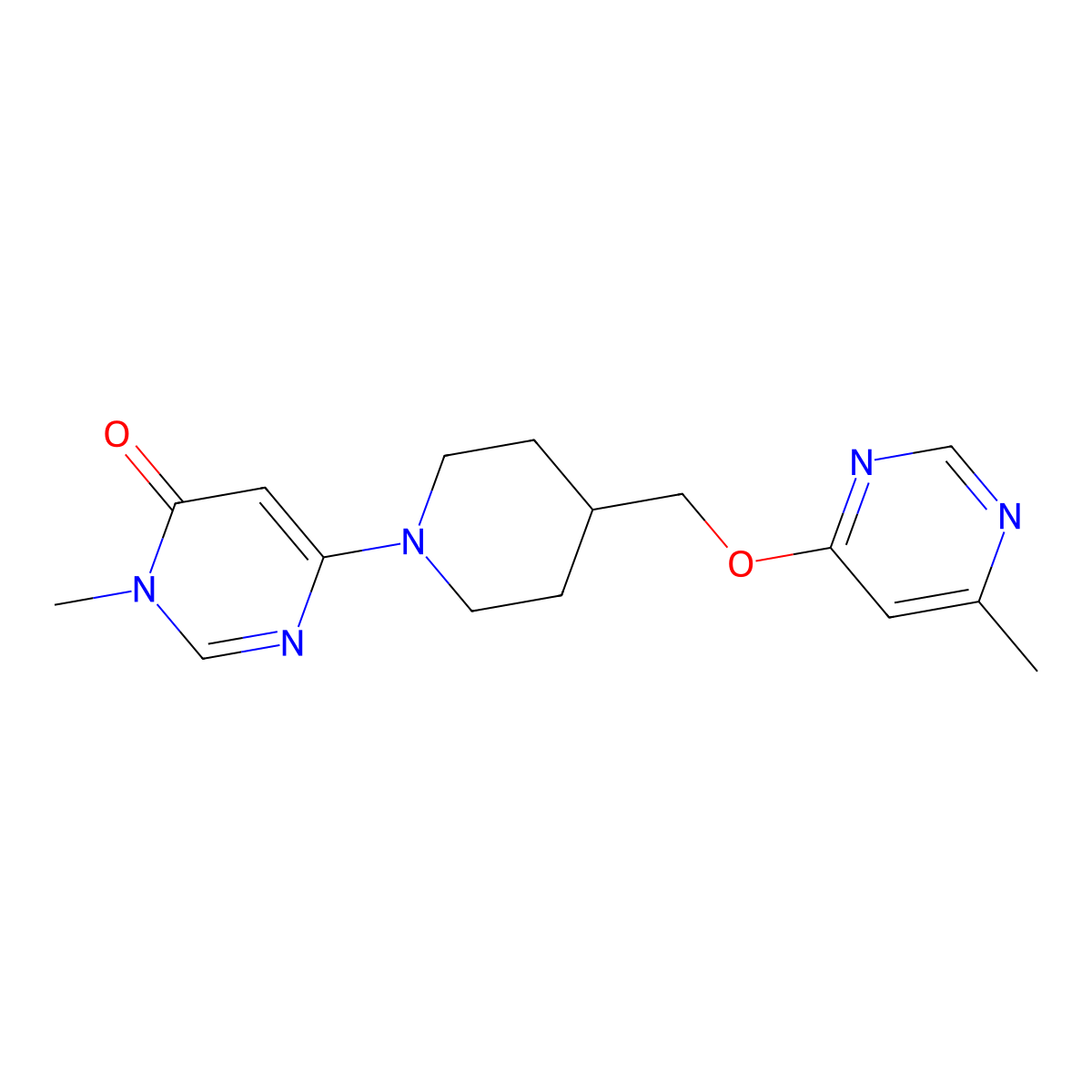 3-methyl-6-(4-(((6-methylpyrimidin-4-yl)oxy)methyl)piperidin-1-yl)pyrimidin-4(3H)-one molecular structure, CAS 2320222-10-2
