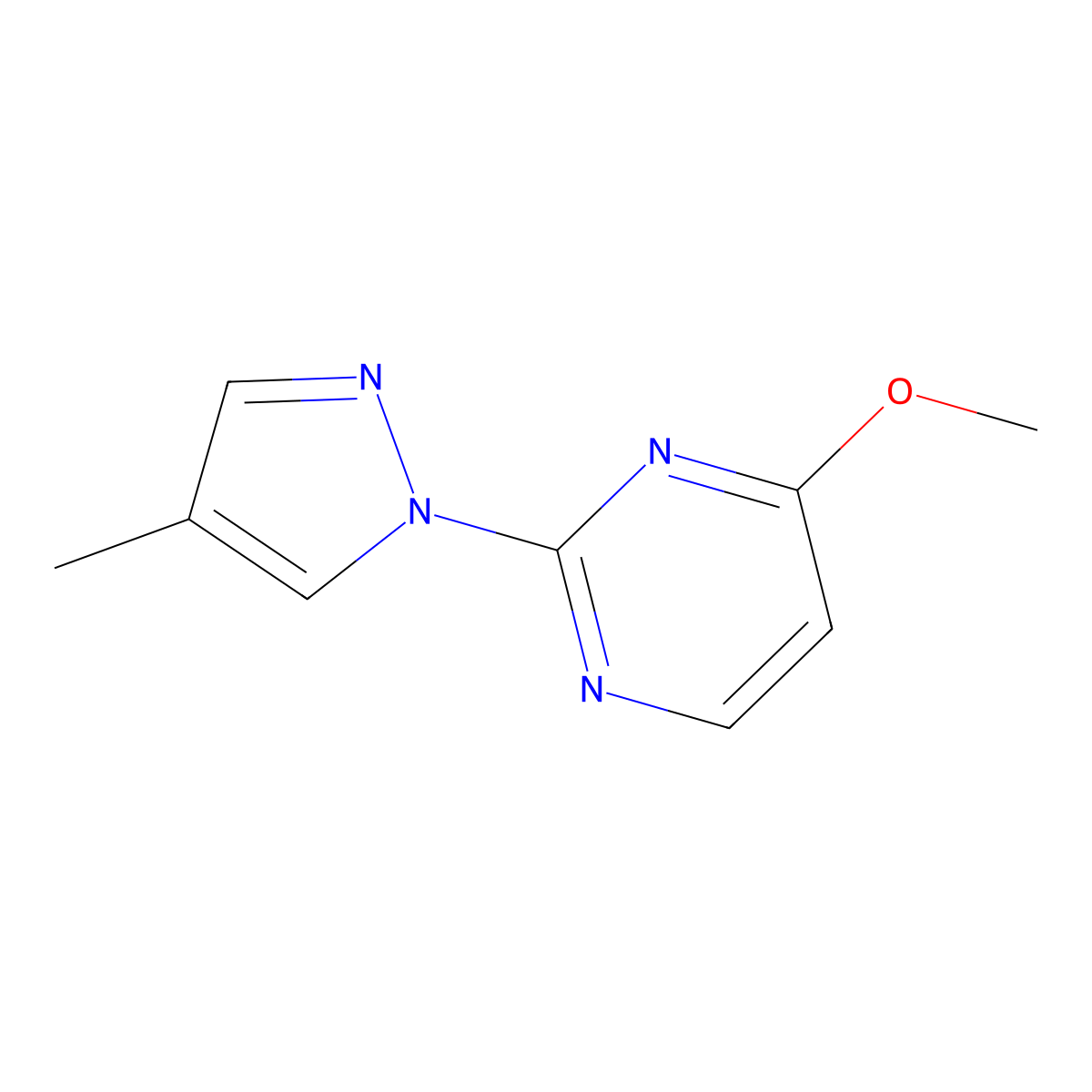 4-methoxy-2-(4-methyl-1H-pyrazol-1-yl)pyrimidine molecular structure, CAS 2320222-29-3
