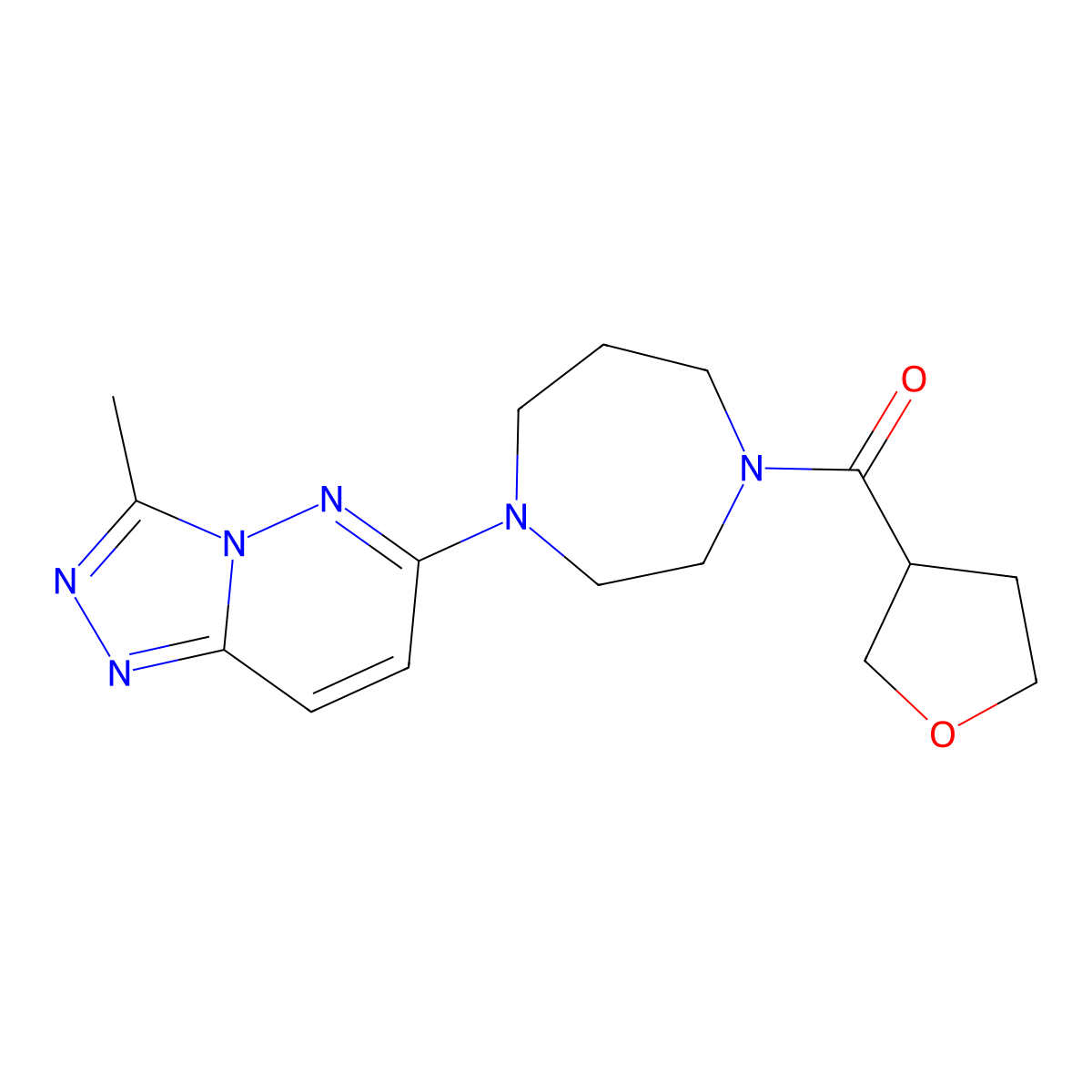 1-{3-Methyl-[1,2,4]triazolo[4,3-b]pyridazin-6-yl}-4-(oxolane-3-carbonyl)-1,4-diazepane molecular structure, CAS 2320222-31-7