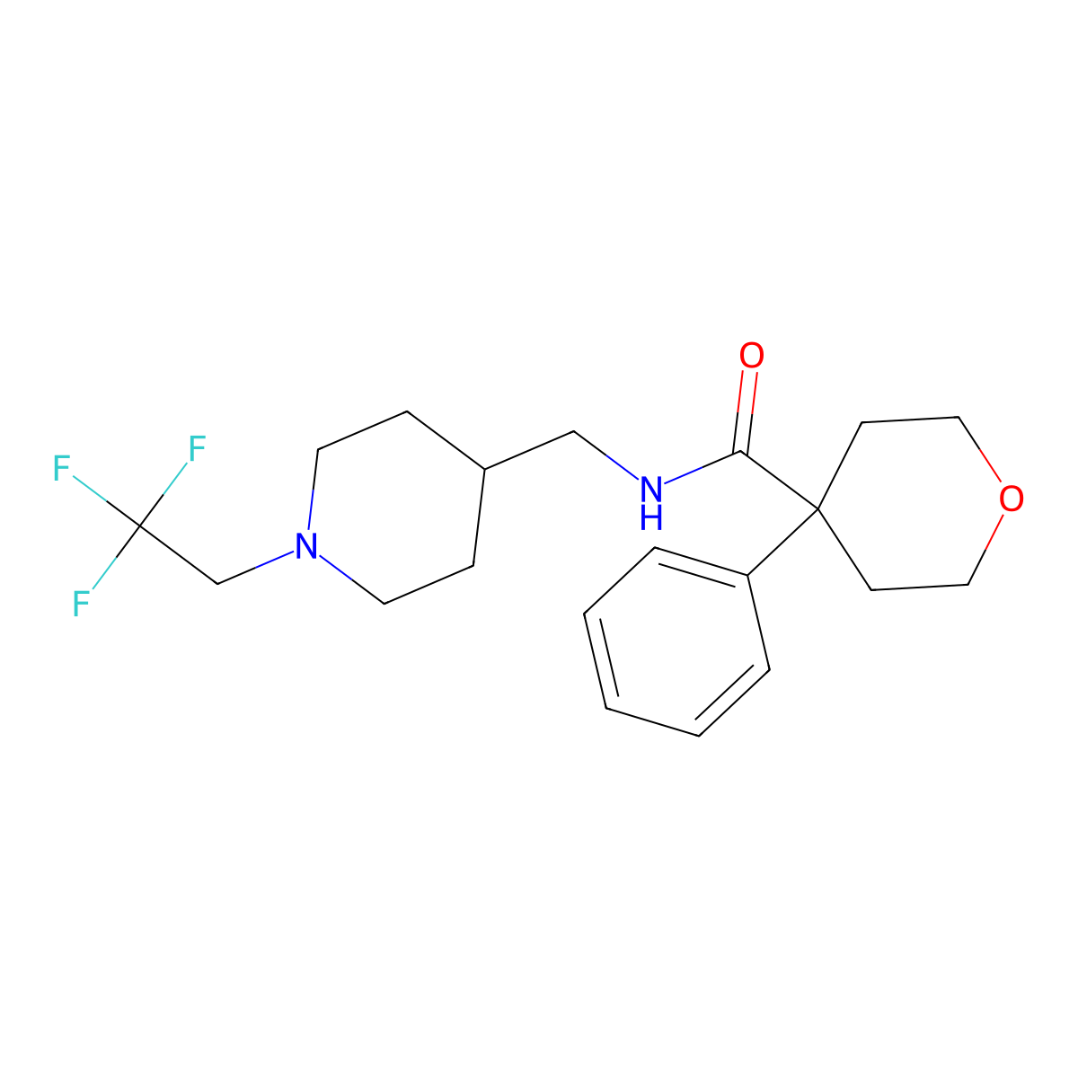4-phenyl-N-{[1-(2,2,2-trifluoroethyl)piperidin-4-yl]methyl}oxane-4-carboxamide molecular structure, CAS 2320222-38-4