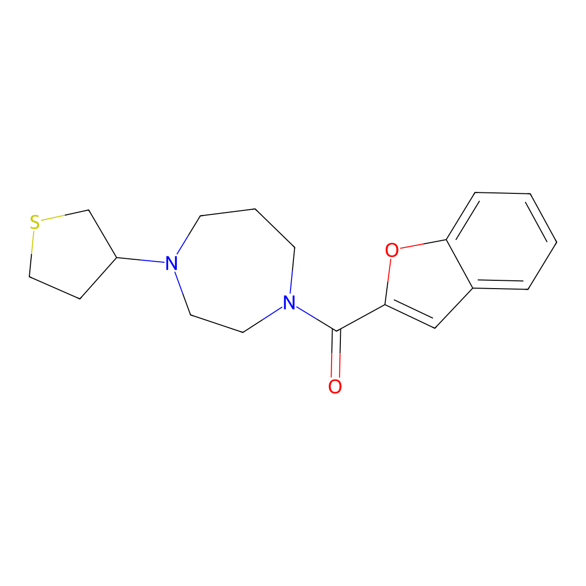 1-(1-Benzofuran-2-carbonyl)-4-(thiolan-3-yl)-1,4-diazepane molecular structure, CAS 2320222-67-9