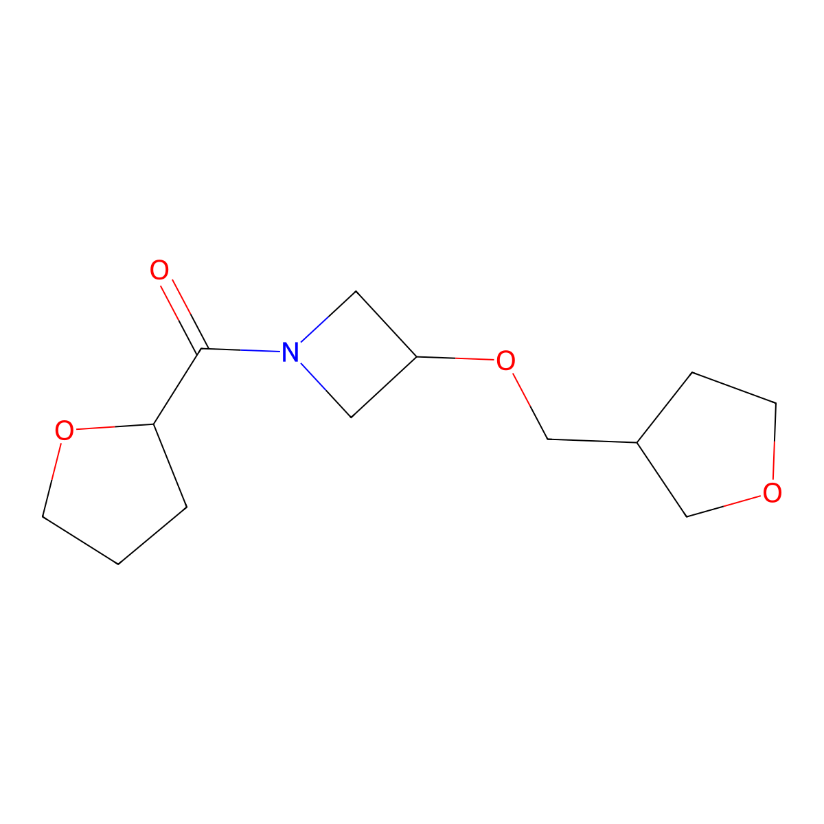 (Tetrahydrofuran-2-yl)(3-((tetrahydrofuran-3-yl)methoxy)azetidin-1-yl)methanone molecular structure, CAS 2320223-06-9