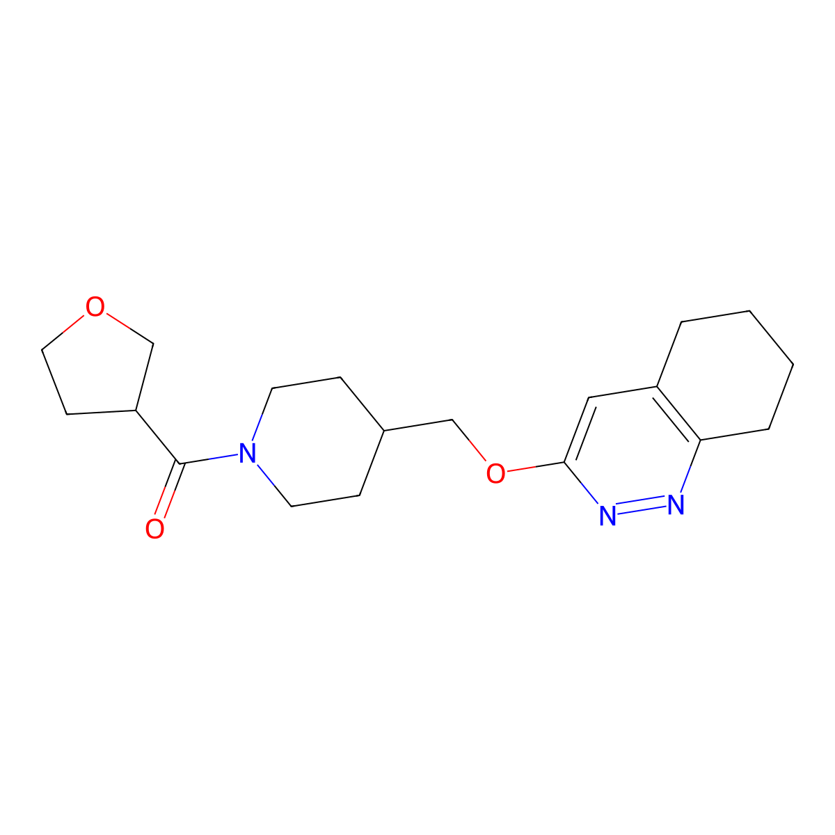 3-{[1-(Oxolane-3-carbonyl)piperidin-4-yl]methoxy}-5,6,7,8-tetrahydrocinnoline molecular structure, CAS 2320223-20-7