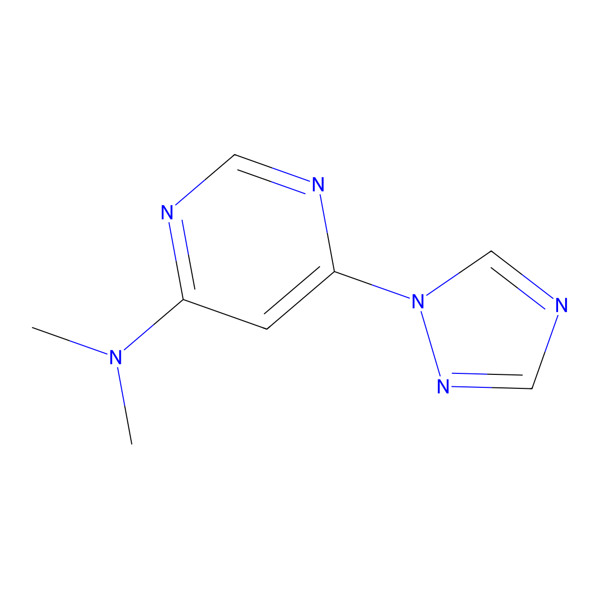 N,N-dimethyl-6-(1H-1,2,4-triazol-1-yl)pyrimidin-4-amine molecular structure, CAS 2320223-34-3