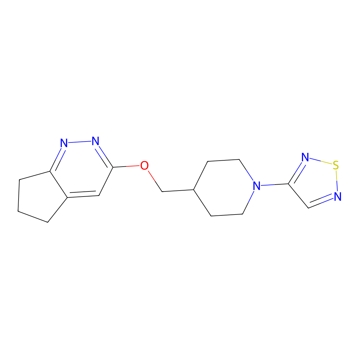 4-({5H,6H,7H-cyclopenta[c]pyridazin-3-yloxy}methyl)-1-(1,2,5-thiadiazol-3-yl)piperidine molecular structure, CAS 2320223-46-7