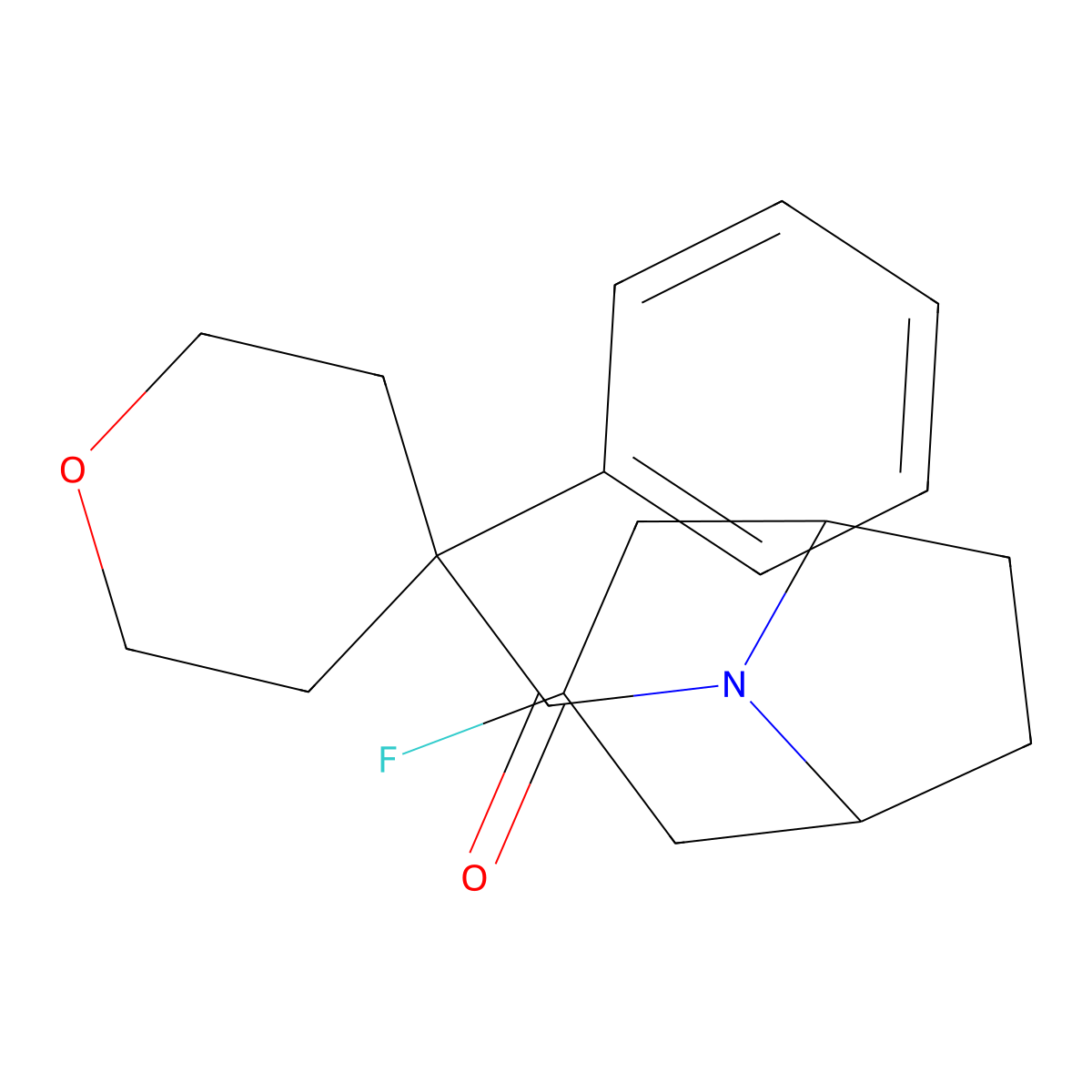 3-Fluoro-8-(4-phenyloxane-4-carbonyl)-8-azabicyclo[3.2.1]octane molecular structure, CAS 2320223-61-6
