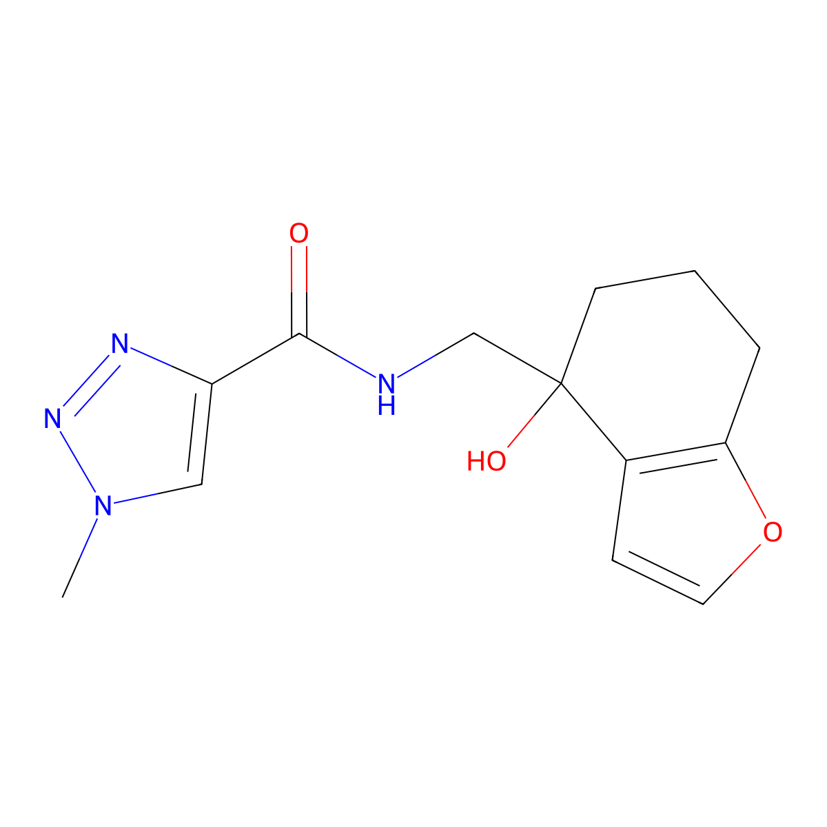 N-[(4-hydroxy-4,5,6,7-tetrahydro-1-benzofuran-4-yl)methyl]-1-methyl-1H-1,2,3-triazole-4-carboxamide molecular structure, CAS 2320223-79-6