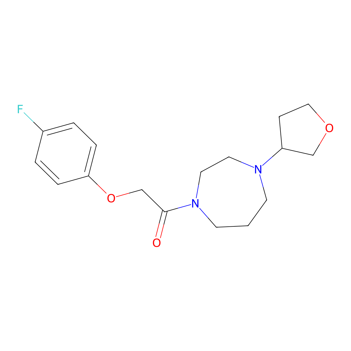 2-(4-Fluorophenoxy)-1-[4-(oxolan-3-yl)-1,4-diazepan-1-yl]ethan-1-one molecular structure, CAS 2320224-37-9