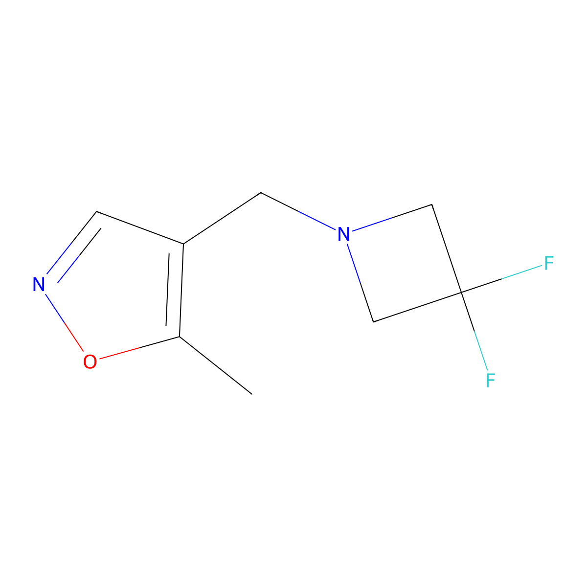 4-((3,3-Difluoroazetidin-1-yl)methyl)-5-methylisoxazole molecular structure, CAS 2320224-47-1