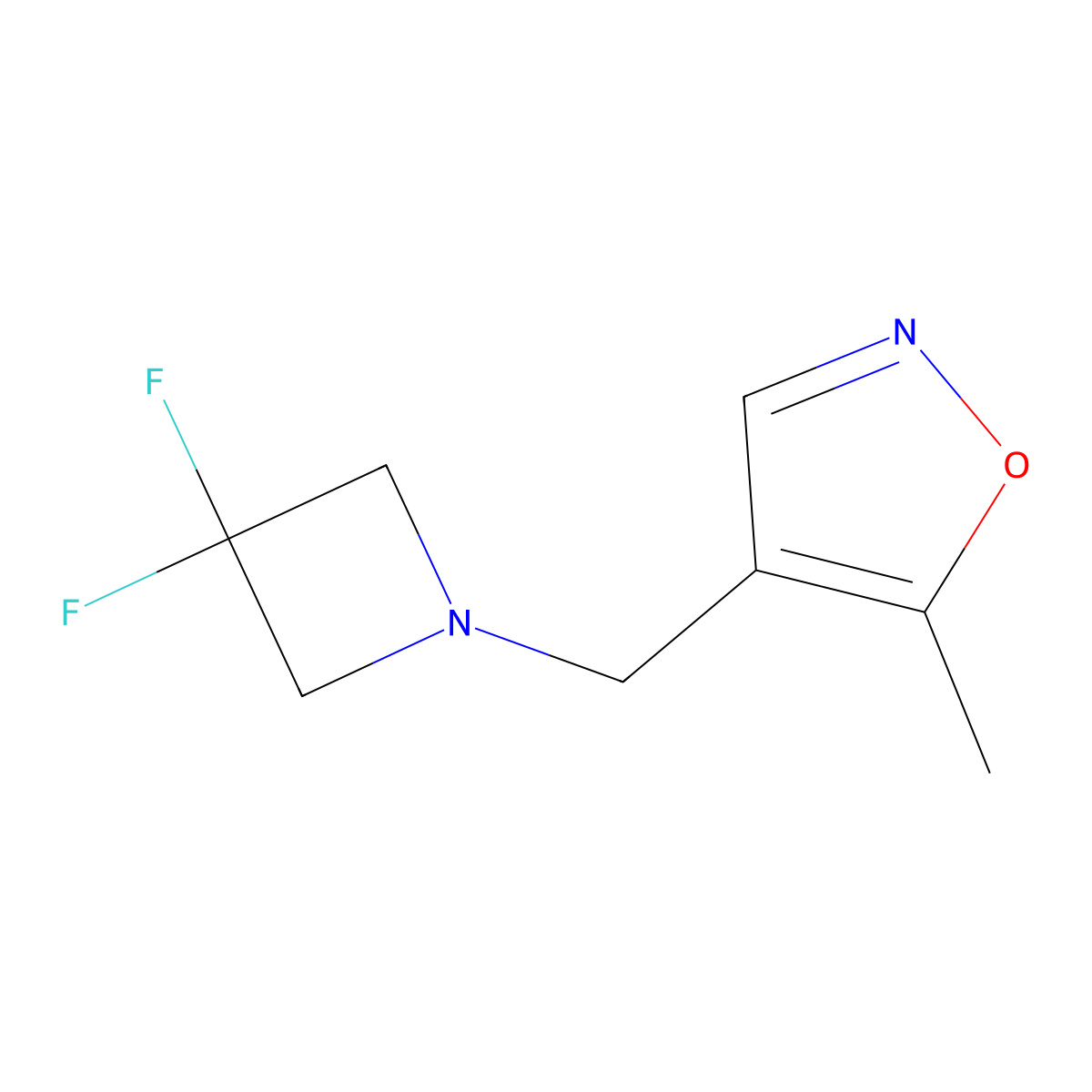 4-((3,3-Difluoroazetidin-1-yl)methyl)-5-methylisoxazole molecular structure, CAS 2320224-47-1