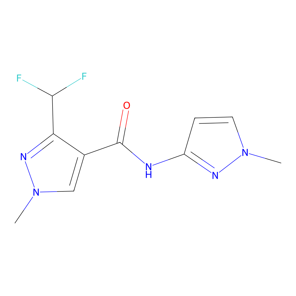 3-(difluoromethyl)-1-methyl-N-(1-methyl-1H-pyrazol-3-yl)-1H-pyrazole-4-carboxamide molecular structure, CAS 2320224-57-3