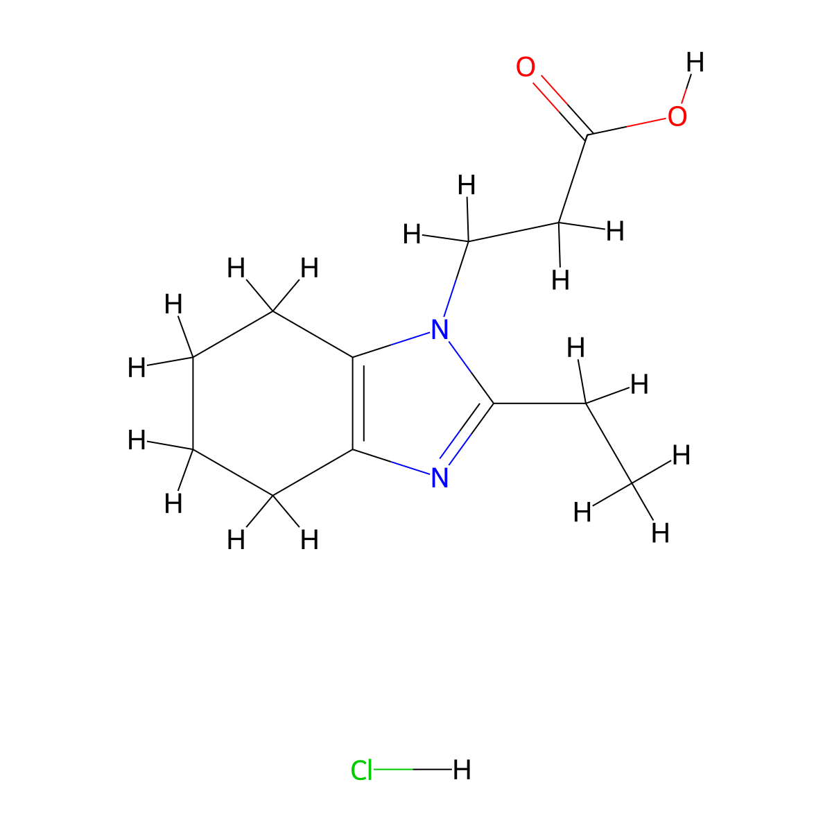 3-(2-ethyl-4,5,6,7-tetrahydro-1H-1,3-benzodiazol-1-yl)propanoic acid hydrochloride molecular structure, CAS 2320224-69-7