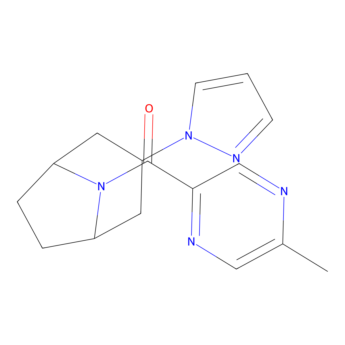 8-(5-methylpyrazine-2-carbonyl)-3-(1H-pyrazol-1-yl)-8-azabicyclo[3.2.1]octane molecular structure, CAS 2320224-93-7