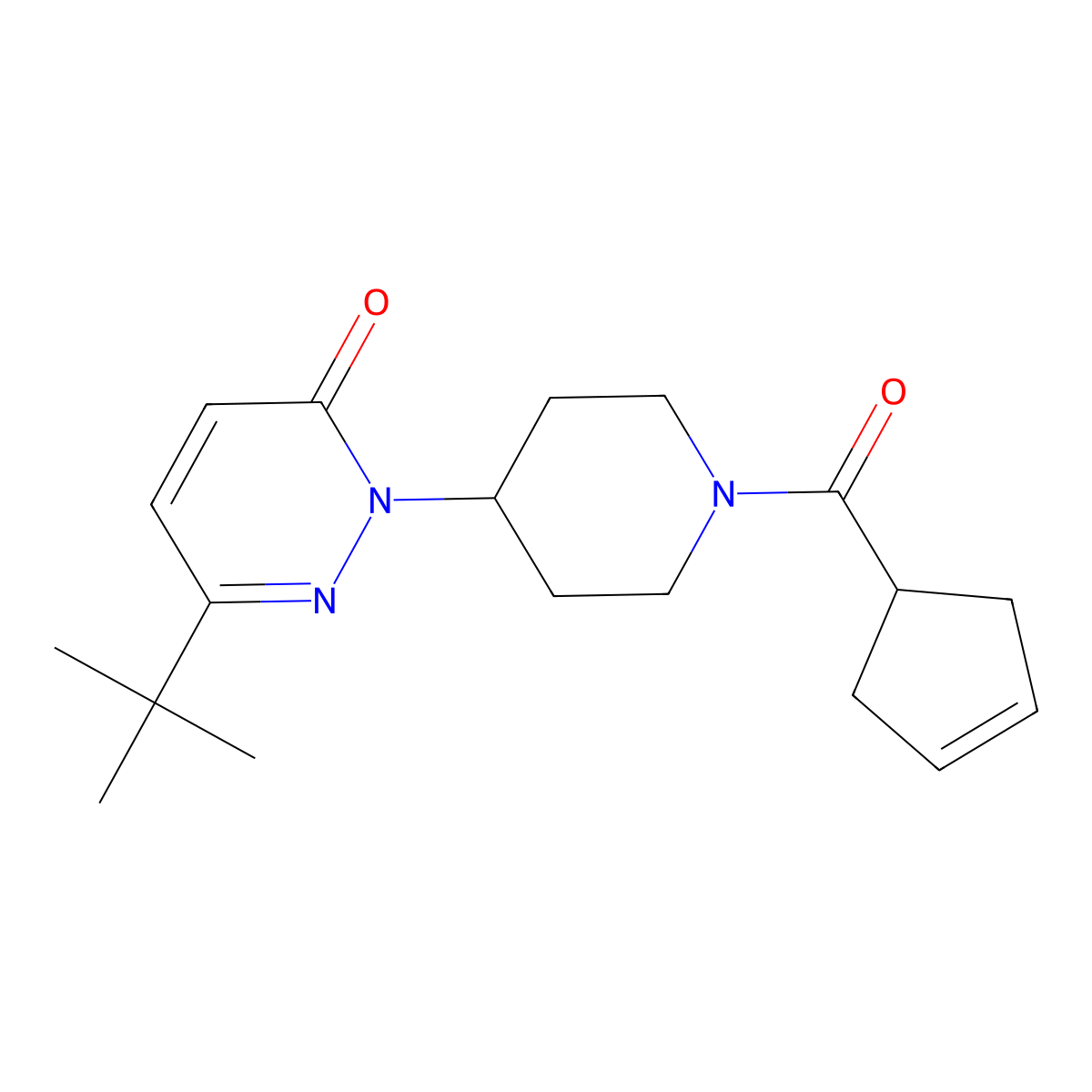 6-Tert-butyl-2-[1-(cyclopent-3-ene-1-carbonyl)piperidin-4-yl]-2,3-dihydropyridazin-3-one molecular structure, CAS 2320224-96-0