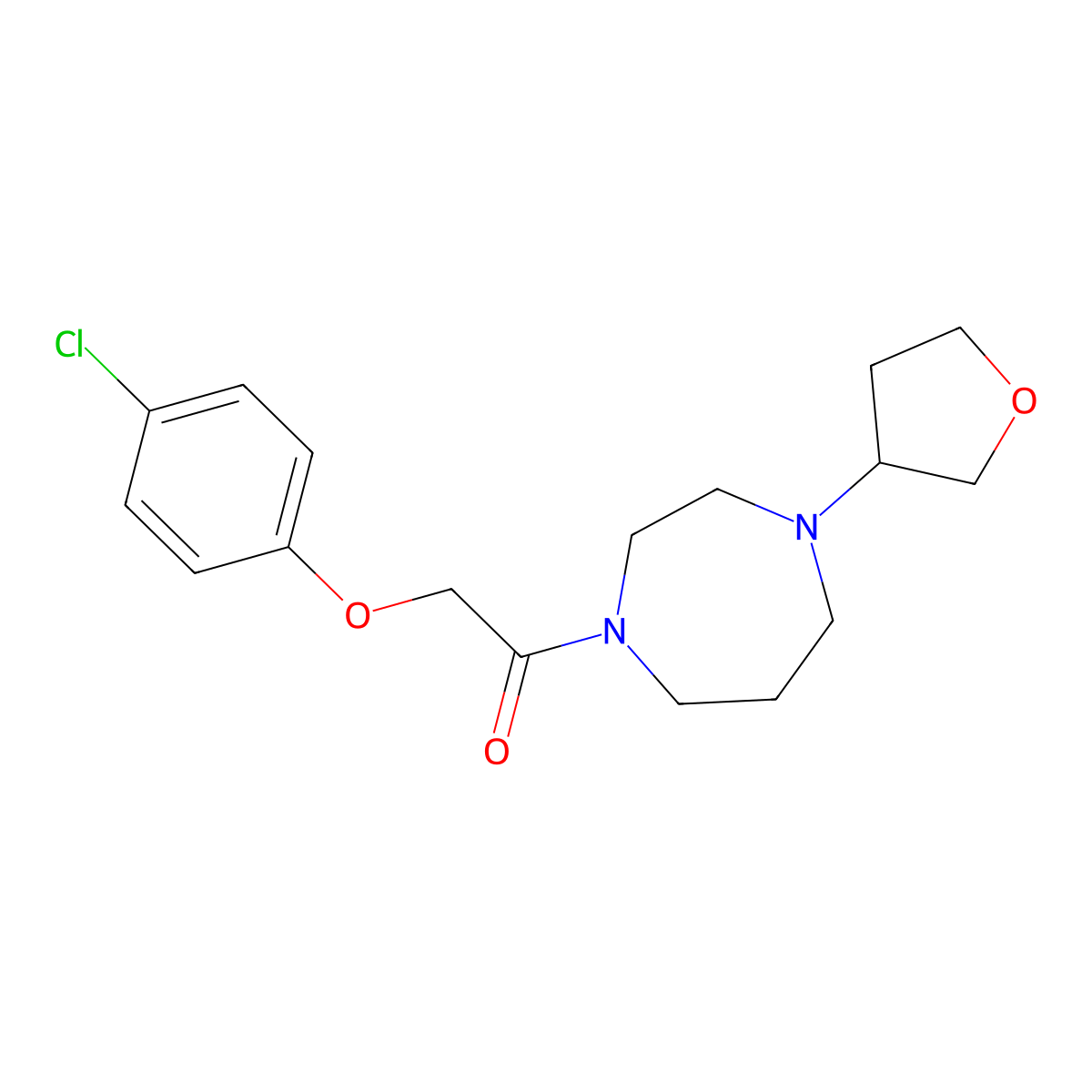 2-(4-Chlorophenoxy)-1-[4-(oxolan-3-yl)-1,4-diazepan-1-yl]ethan-1-one molecular structure, CAS 2320225-04-3