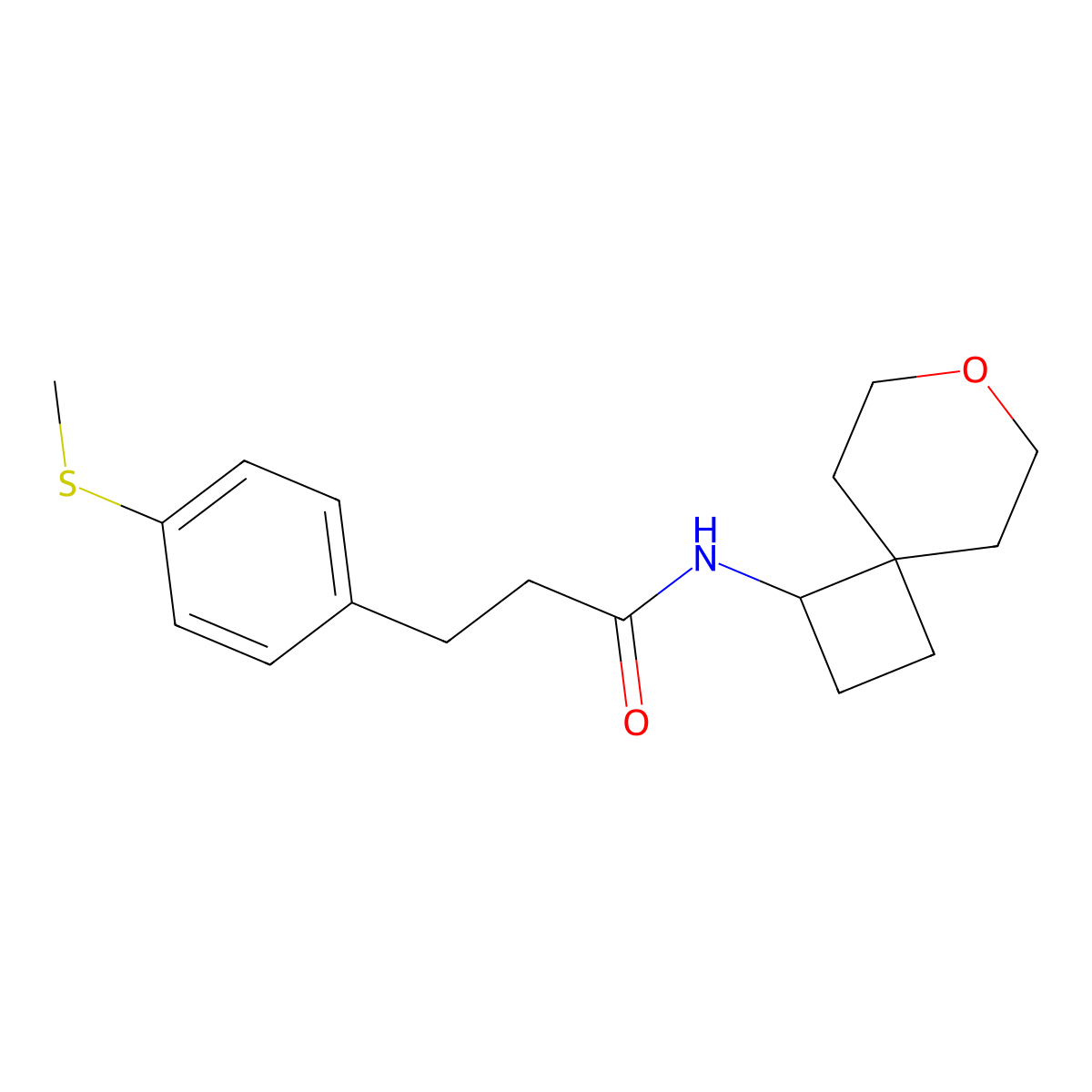 3-(4-(methylthio)phenyl)-N-(7-oxaspiro[3.5]nonan-1-yl)propanamide molecular structure, CAS 2320225-12-3