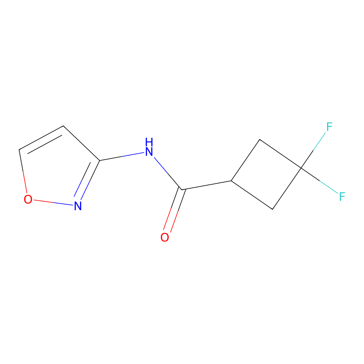 3,3-Difluoro-N-(1,2-oxazol-3-yl)cyclobutane-1-carboxamide molecular structure, CAS 2320225-43-0