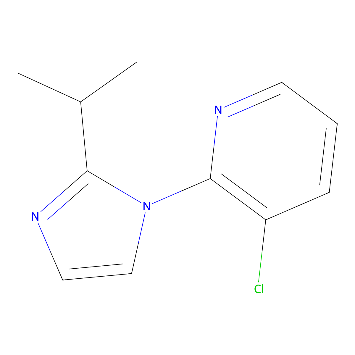 3-chloro-2-[2-(propan-2-yl)-1H-imidazol-1-yl]pyridine molecular structure, CAS 2320225-47-4