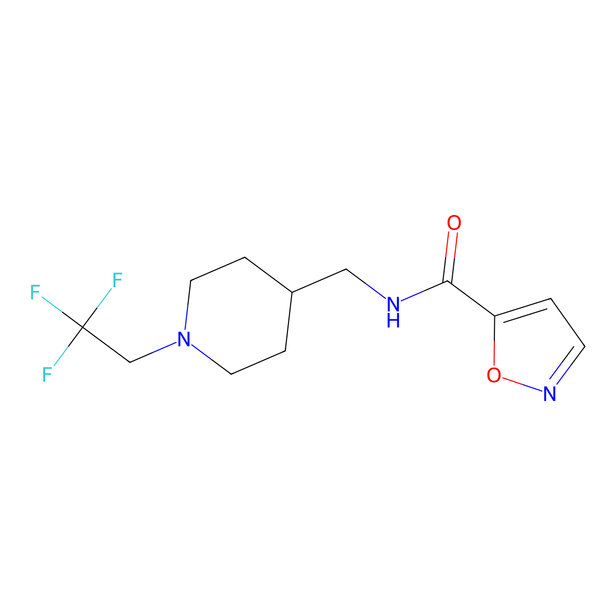 N-{[1-(2,2,2-trifluoroethyl)piperidin-4-yl]methyl}-1,2-oxazole-5-carboxamide molecular structure, CAS 2320225-75-8