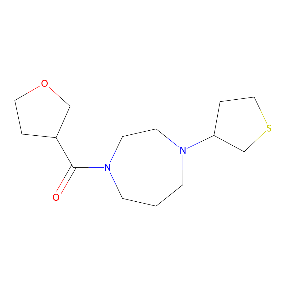 1-(Oxolane-3-carbonyl)-4-(thiolan-3-yl)-1,4-diazepane molecular structure, CAS 2320226-03-5