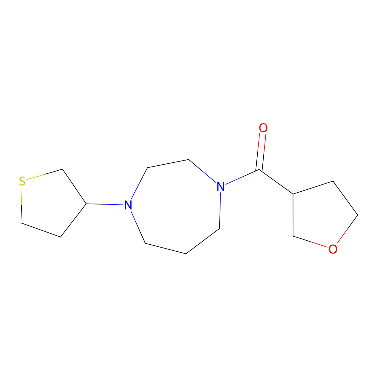 1-(Oxolane-3-carbonyl)-4-(thiolan-3-yl)-1,4-diazepane molecular structure, CAS 2320226-03-5