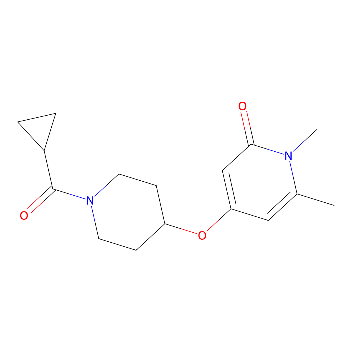 4-((1-(cyclopropanecarbonyl)piperidin-4-yl)oxy)-1,6-dimethylpyridin-2(1H)-one molecular structure, CAS 2320226-04-6
