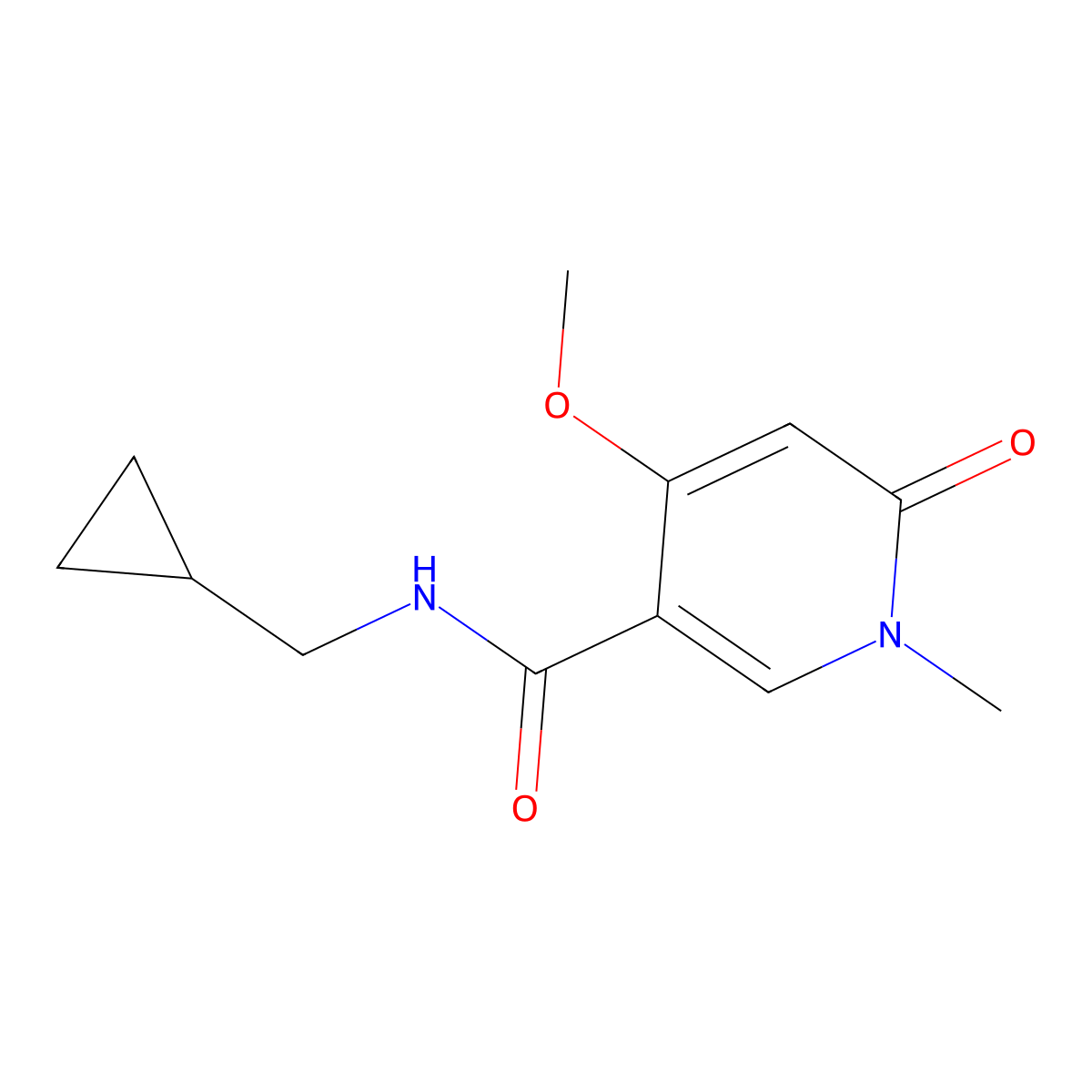 N-(cyclopropylmethyl)-4-methoxy-1-methyl-6-oxo-1,6-dihydropyridine-3-carboxamide molecular structure, CAS 2320226-14-8
