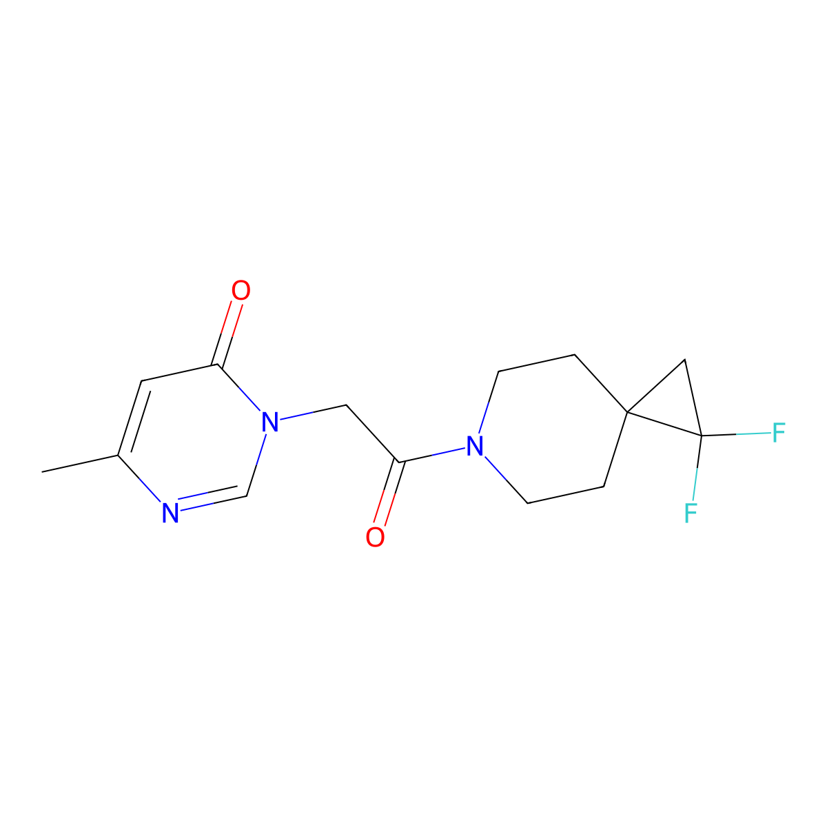 3-(2-(1,1-difluoro-6-azaspiro[2.5]octan-6-yl)-2-oxoethyl)-6-methylpyrimidin-4(3H)-one molecular structure, CAS 2320226-40-0