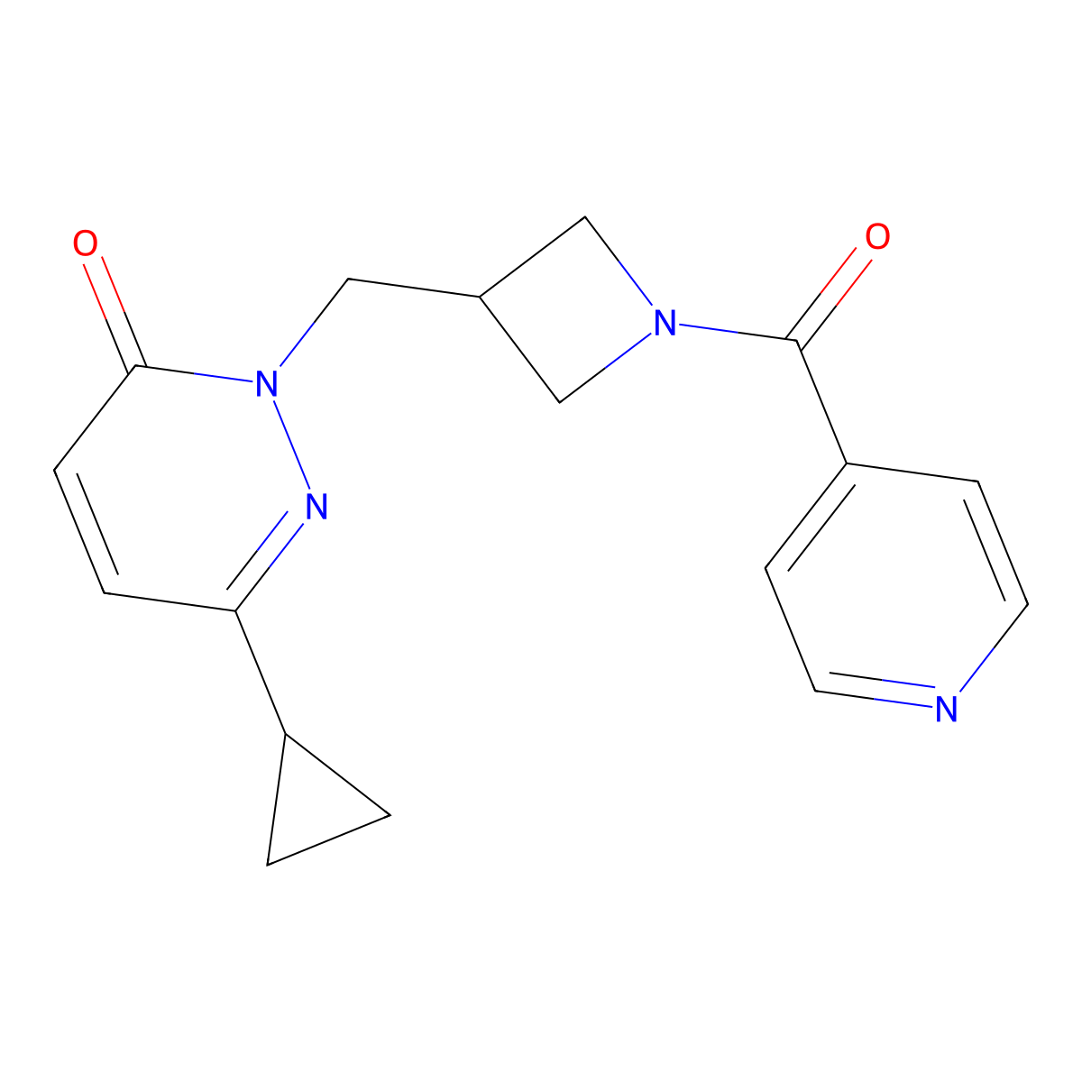 6-Cyclopropyl-2-{[1-(pyridine-4-carbonyl)azetidin-3-yl]methyl}-2,3-dihydropyridazin-3-one molecular structure, CAS 2320226-63-7