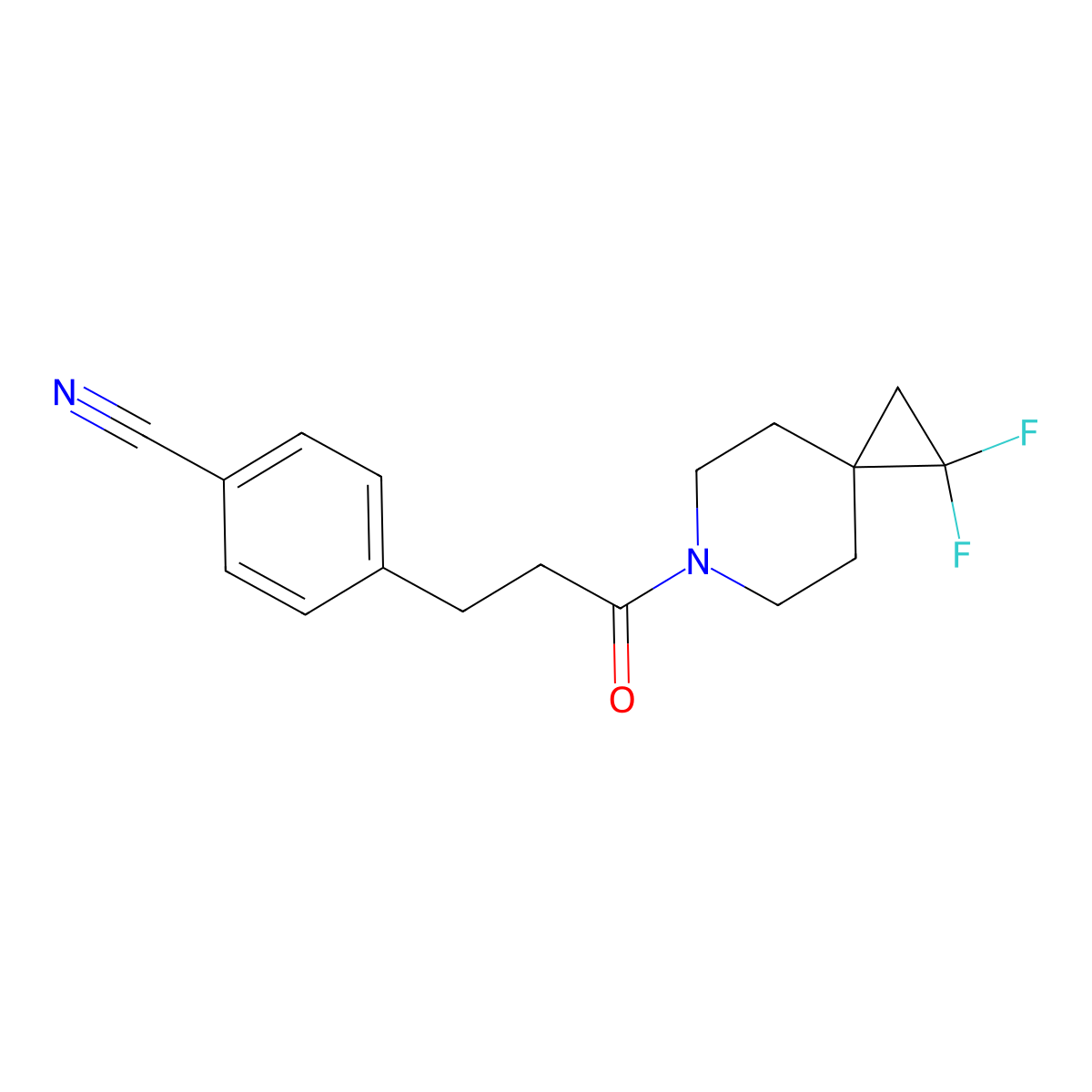 4-(3-(1,1-Difluoro-6-azaspiro[2.5]octan-6-yl)-3-oxopropyl)benzonitrile molecular structure, CAS 2320226-76-2