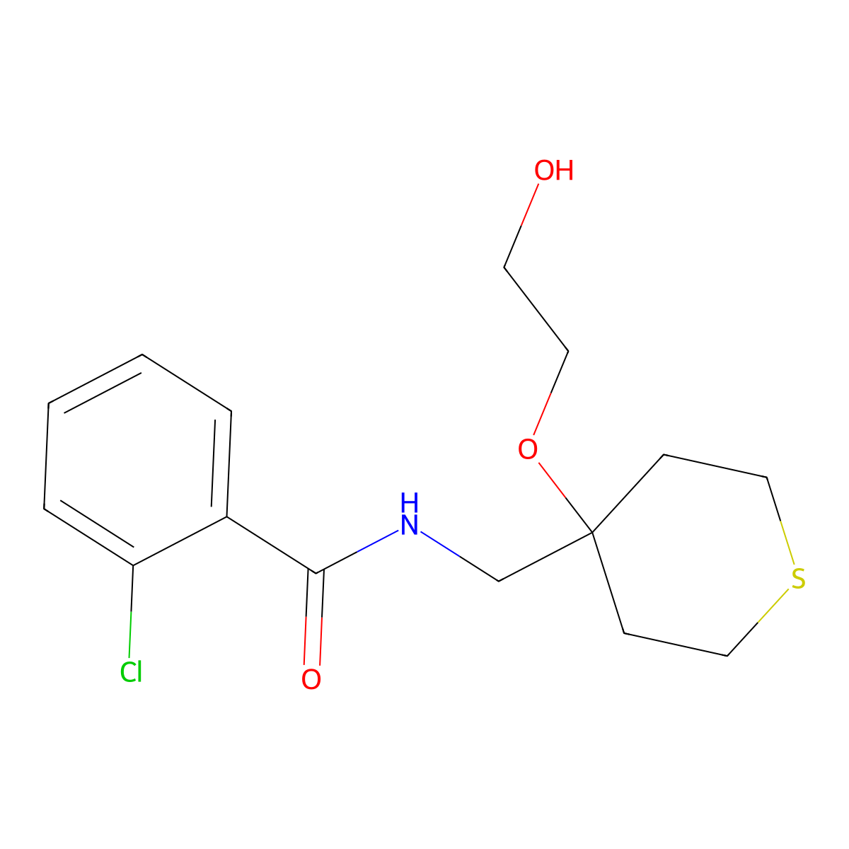 2-chloro-N-{[4-(2-hydroxyethoxy)thian-4-yl]methyl}benzamide molecular structure, CAS 2320227-01-6