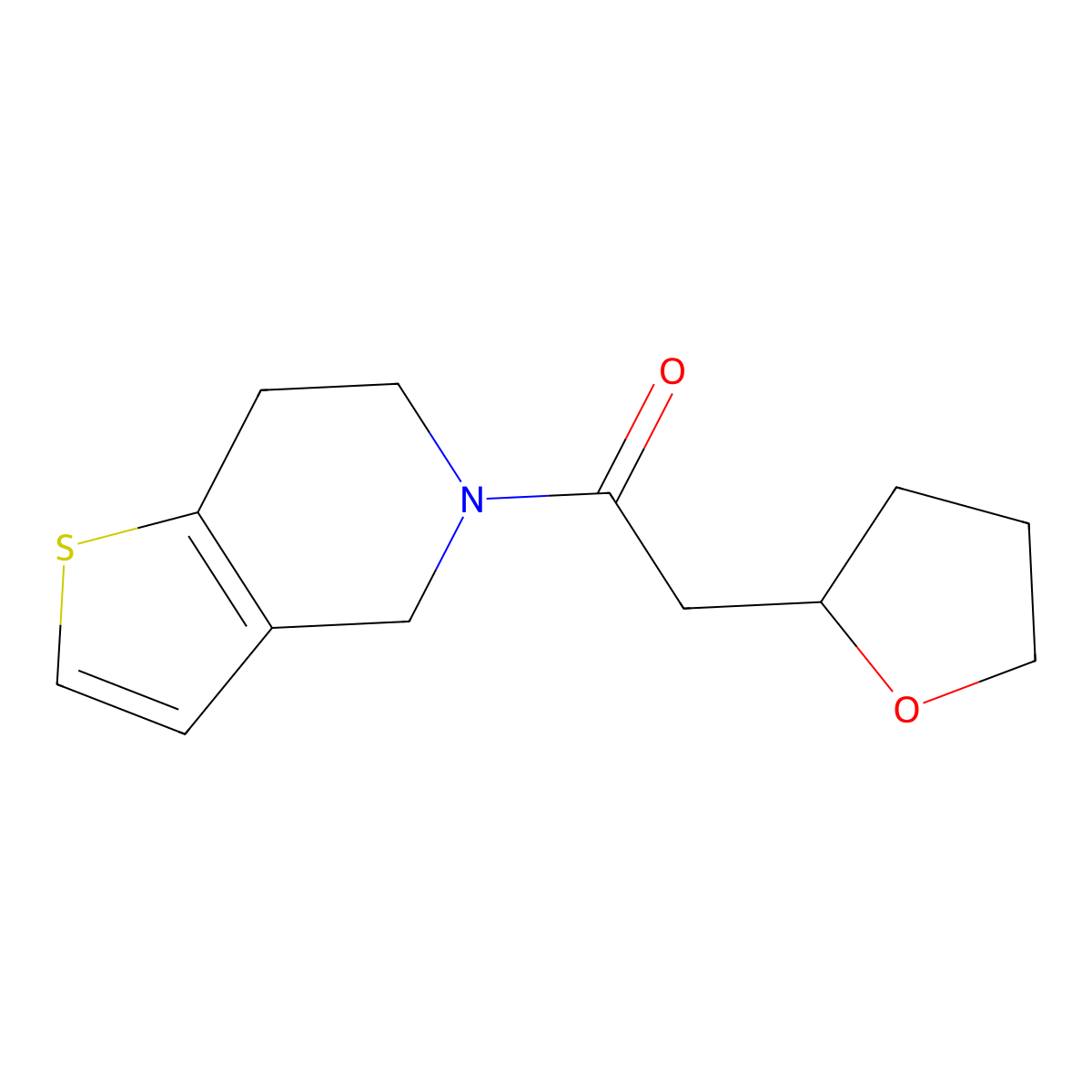 2-(oxolan-2-yl)-1-{4H,5H,6H,7H-thieno[3,2-c]pyridin-5-yl}ethan-1-one molecular structure, CAS 2320227-03-8