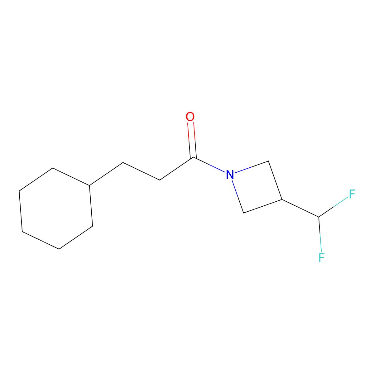3-Cyclohexyl-1-[3-(difluoromethyl)azetidin-1-yl]propan-1-one molecular structure, CAS 2320227-10-7