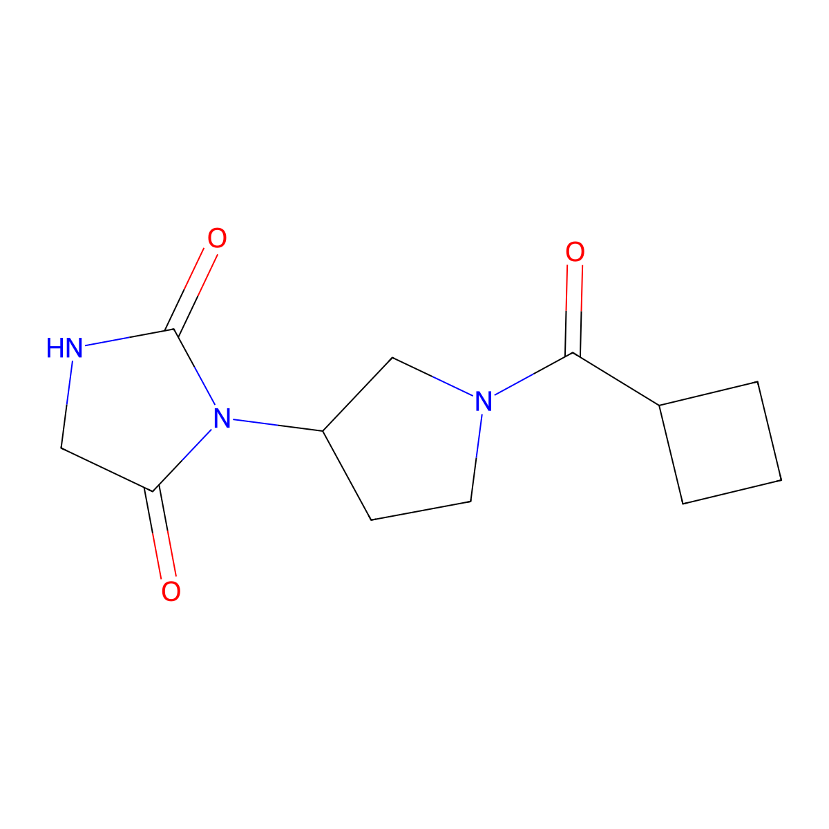 3-(1-Cyclobutanecarbonylpyrrolidin-3-yl)imidazolidine-2,4-dione molecular structure, CAS 2320227-12-9