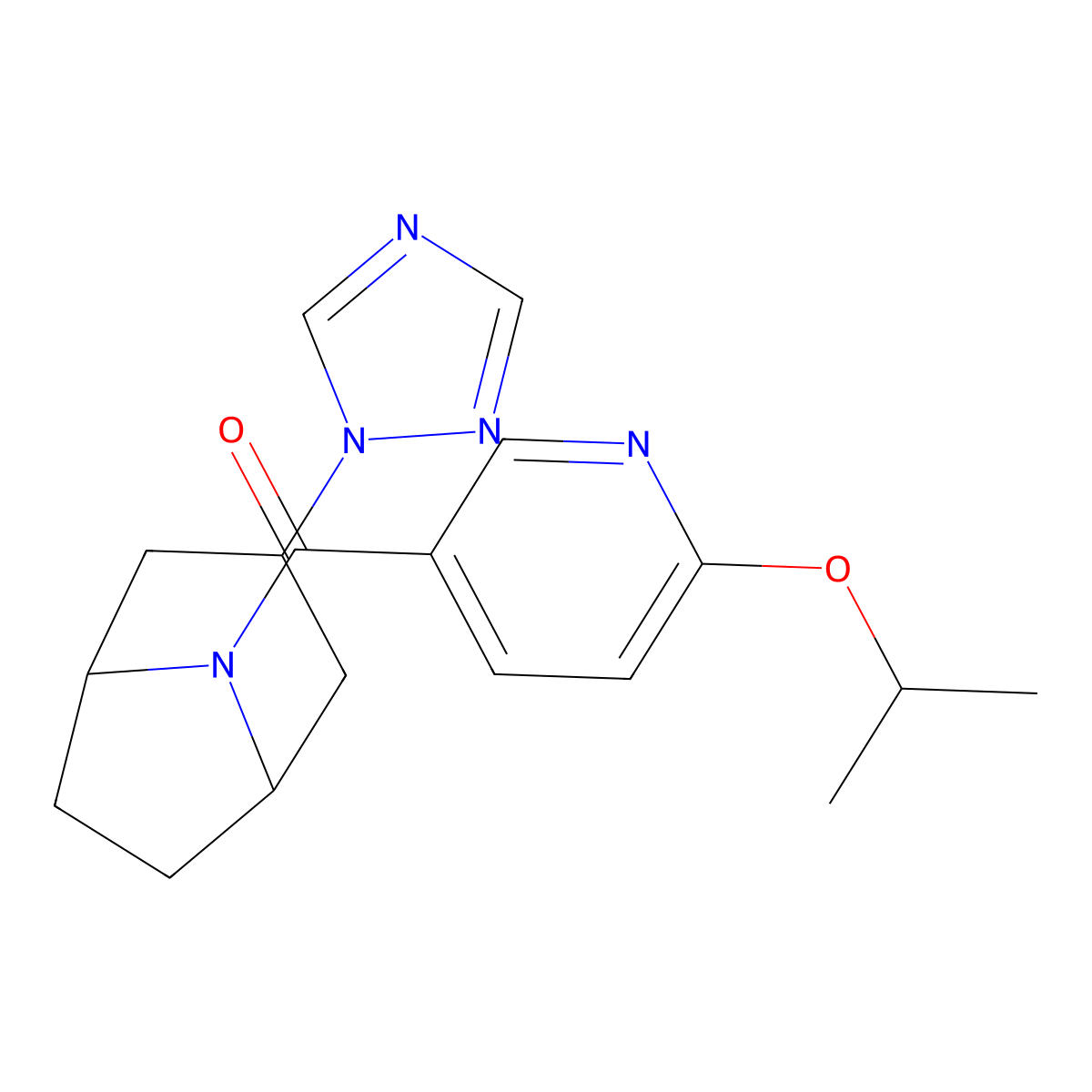 ((1R,5S)-3-(1H-1,2,4-triazol-1-yl)-8-azabicyclo[3.2.1]octan-8-yl)(6-isopropoxypyridin-3-yl)methanone molecular structure, CAS 2320227-23-2