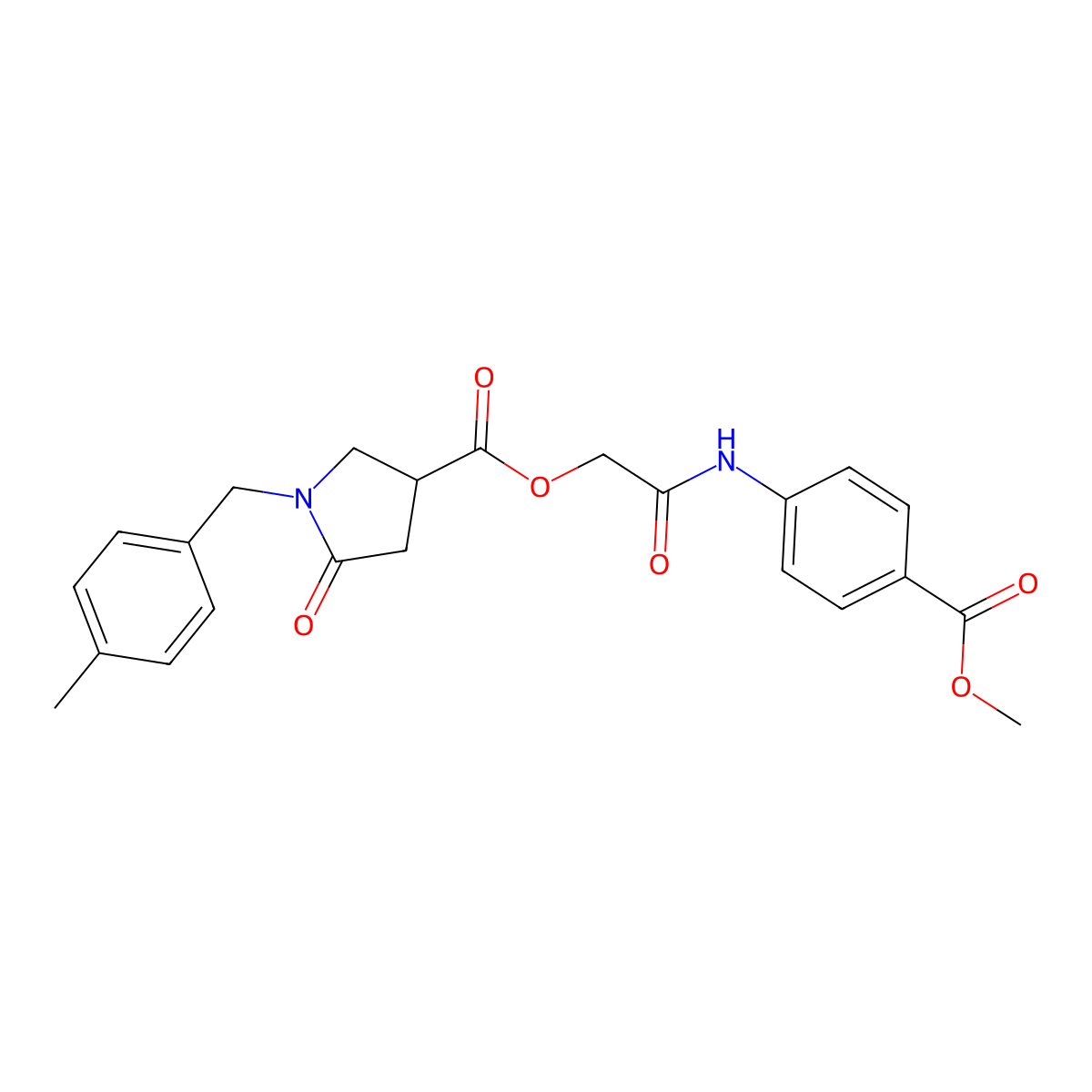 {[4-(Methoxycarbonyl)phenyl]carbamoyl}methyl 1-[(4-methylphenyl)methyl]-5-oxopyrrolidine-3-carboxylate molecular structure, CAS 2320267-99-8