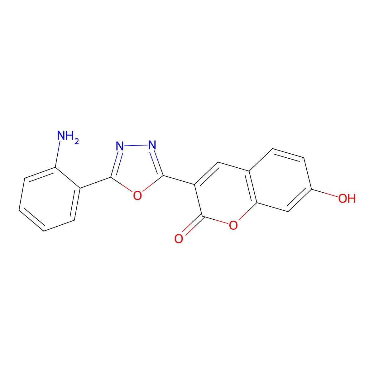 3-[5-(2-aminophenyl)-1,3,4-oxadiazol-2-yl]-7-hydroxy-2H-chromen-2-one molecular structure, CAS 2320268-02-6