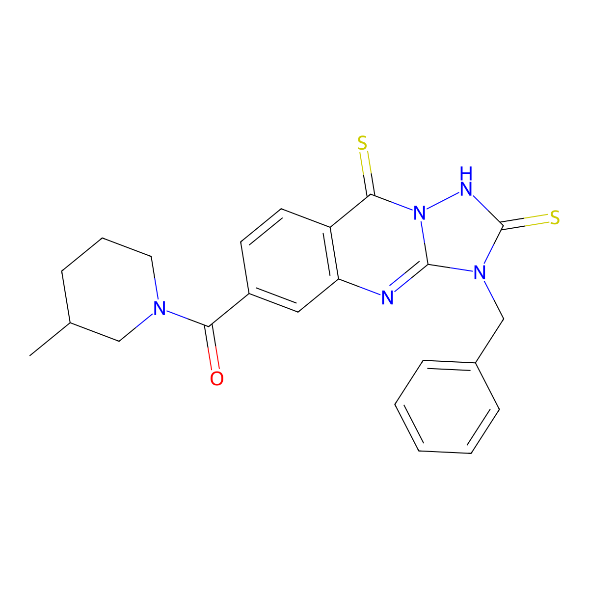 3-benzyl-6-(3-methylpiperidine-1-carbonyl)-1H,2H,3H,9H-[1,2,4]triazolo[3,2-b]quinazoline-2,9-dithione molecular structure, CAS 2320268-21-9