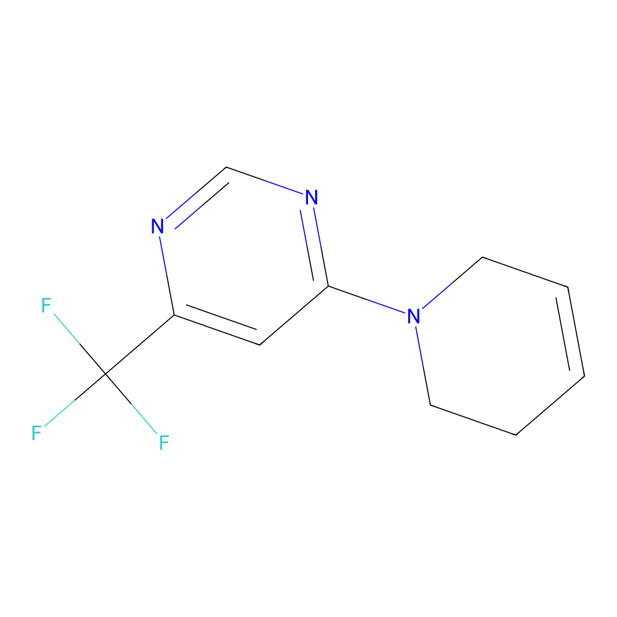 4-(1,2,3,6-Tetrahydropyridin-1-yl)-6-(trifluoromethyl)pyrimidine molecular structure, CAS 2320340-10-9