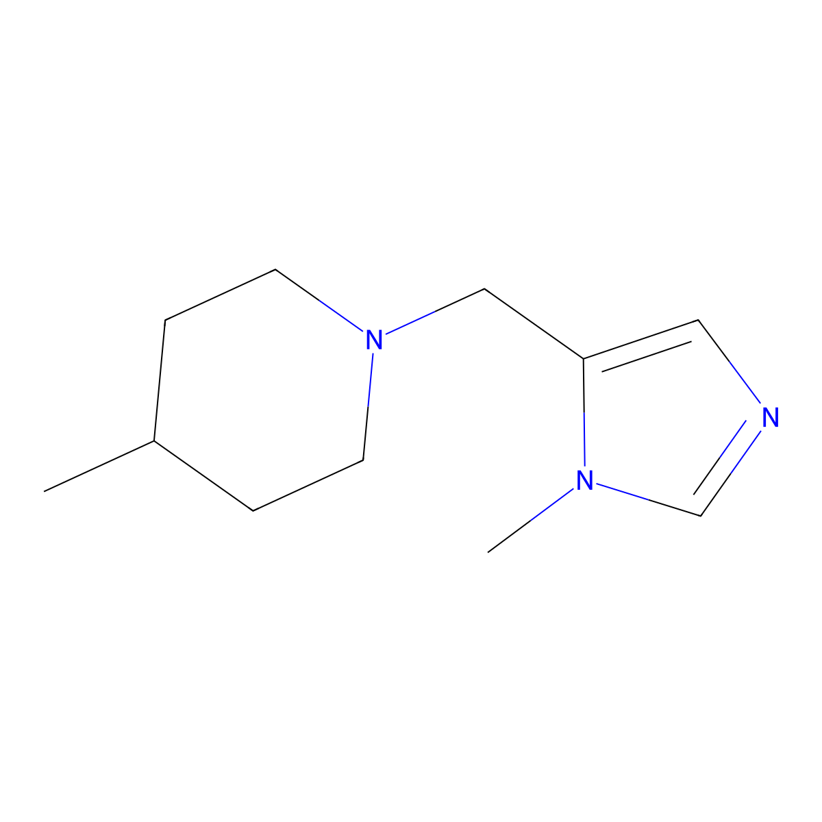 4-methyl-1-((1-methyl-1H-imidazol-5-yl)methyl)piperidine molecular structure, CAS 2320340-25-6
