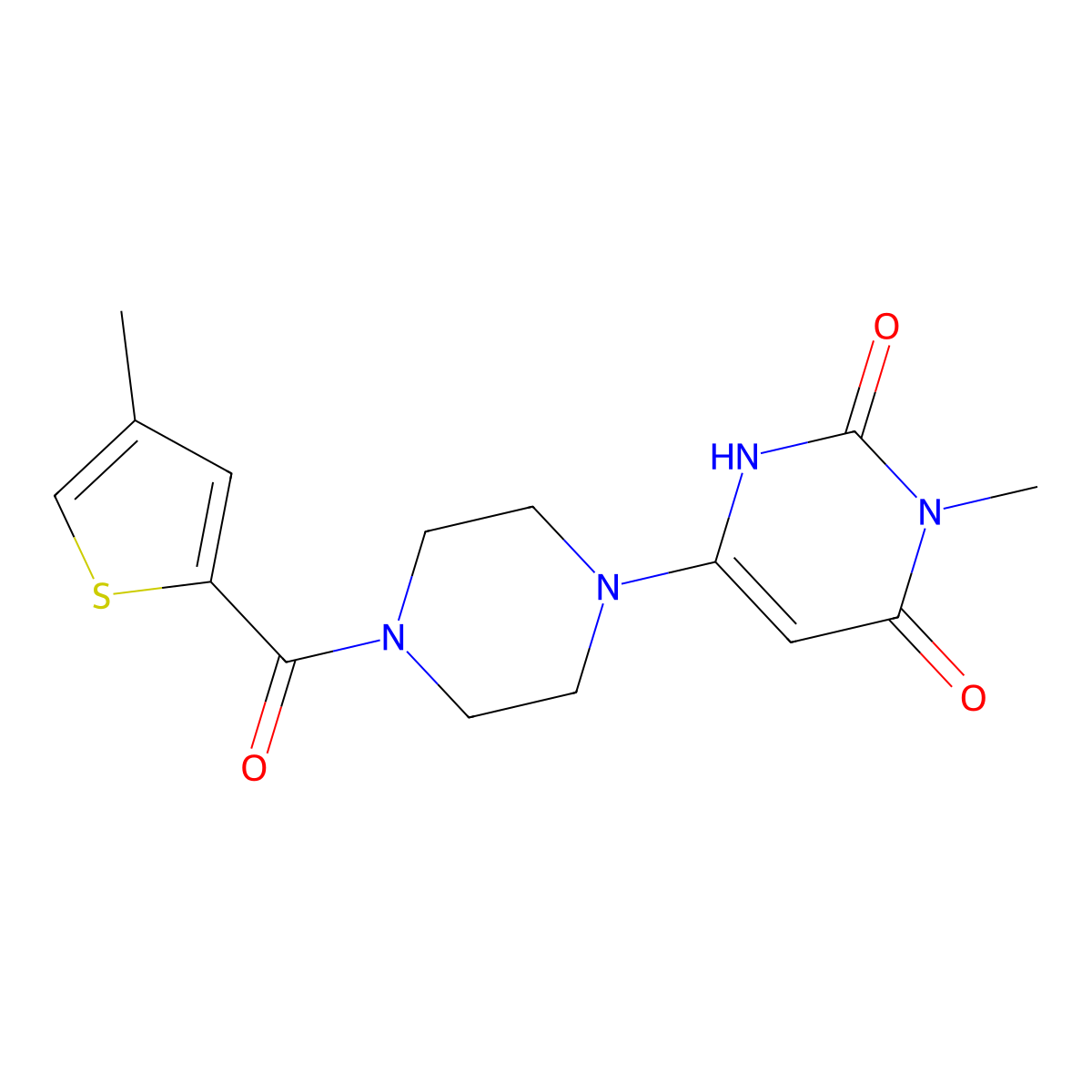 3-methyl-6-(4-(4-methylthiophene-2-carbonyl)piperazin-1-yl)pyrimidine-2,4(1H,3H)-dione molecular structure, CAS 2320340-30-3