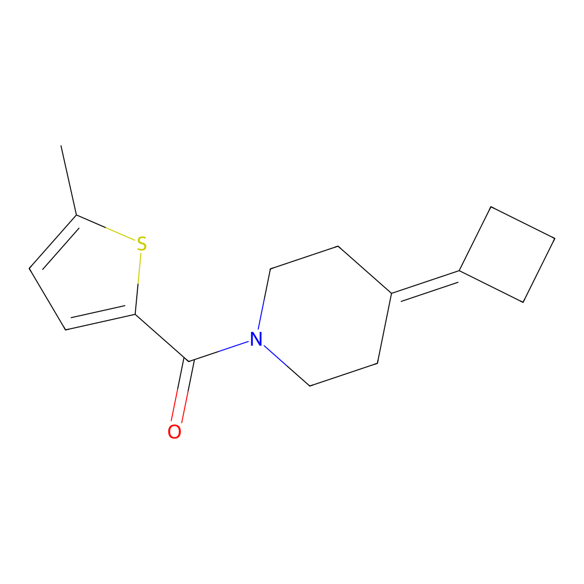 4-Cyclobutylidene-1-(5-methylthiophene-2-carbonyl)piperidine molecular structure, CAS 2320375-47-9
