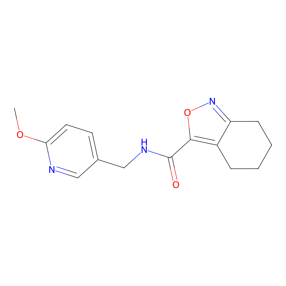 N-[(6-methoxypyridin-3-yl)methyl]-4,5,6,7-tetrahydro-2,1-benzoxazole-3-carboxamide molecular structure, CAS 2320375-80-0