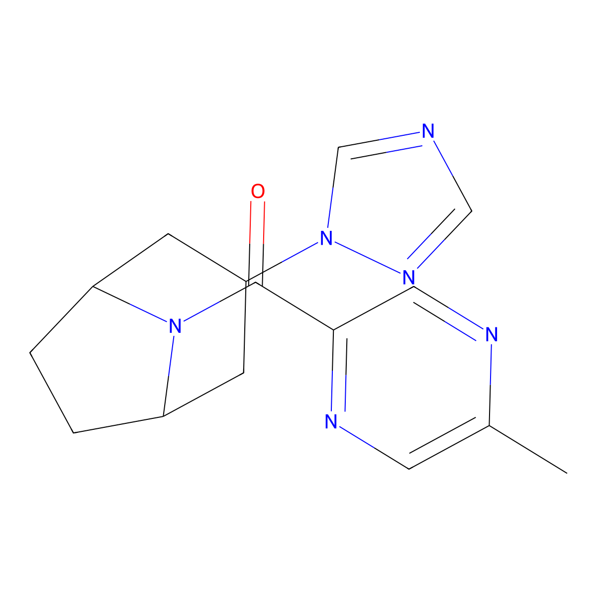 8-(5-methylpyrazine-2-carbonyl)-3-(1H-1,2,4-triazol-1-yl)-8-azabicyclo[3.2.1]octane molecular structure, CAS 2320375-85-5