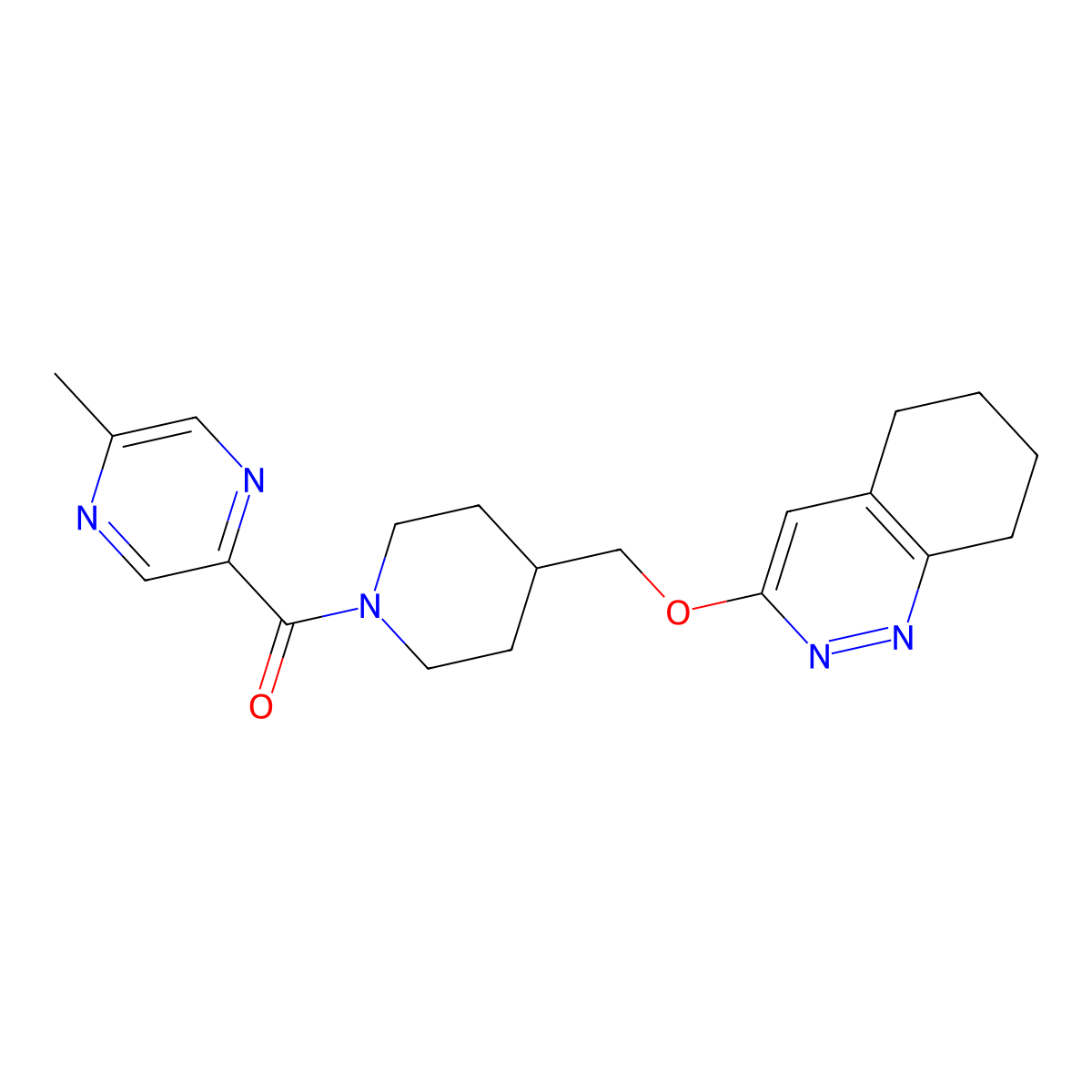 3-{[1-(5-Methylpyrazine-2-carbonyl)piperidin-4-yl]methoxy}-5,6,7,8-tetrahydrocinnoline molecular structure, CAS 2320375-95-7